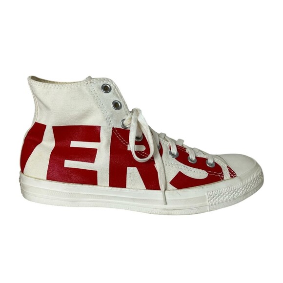 Converse Chuck Taylor All Star Wordmark Natural Red Canvas Hi Tops M10.5 / W12.5 - Picture 7 of 13